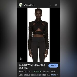 Guizio Cut-out Wrap Blazer Cut-Out Top